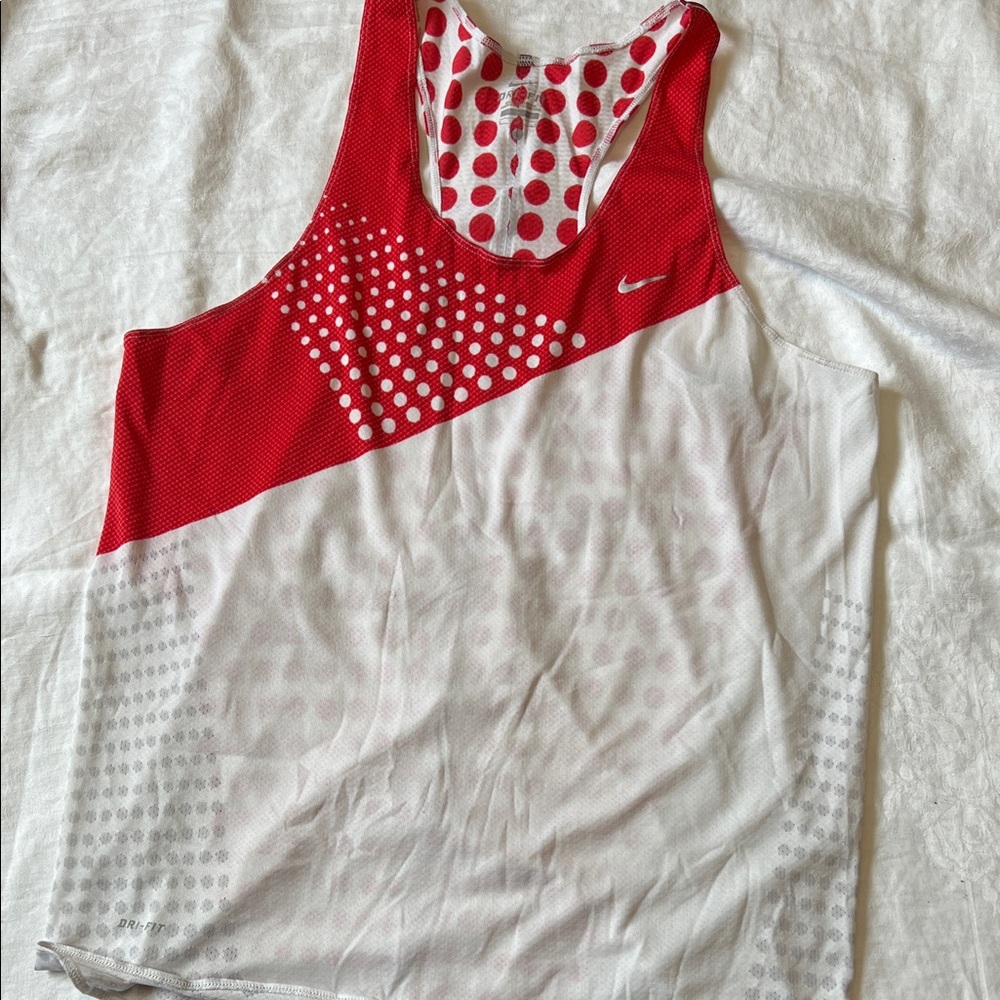 Nike Red and White Dotted Racerback Tank Top